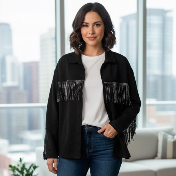 Sweet Rain Jackets & Blazers - ☀️ Black jacket with Silver Fringe☀️
